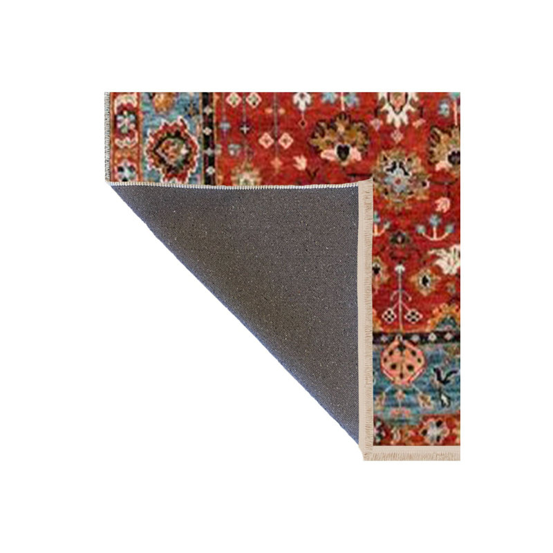 Tapis décoratif décoratif à franges rétro bourgogne traditionnel, Rectangle 2 pi 6 po x 4 pi 11 po