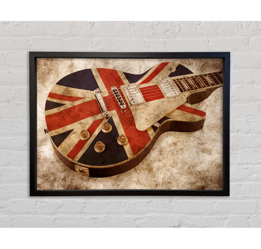 Britische Retro-Gitarre 2 - Einzelner Bilderrahmen Kunstdrucke auf Leinwand