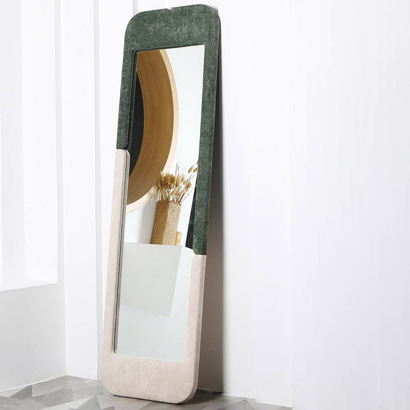Rectangle Fabric+Manufactured Wood Full Length Mirrors, Green