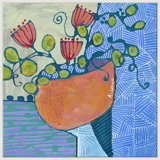 Three Flowers In Orange Vase Giclee On Canvas by Jill Krasner