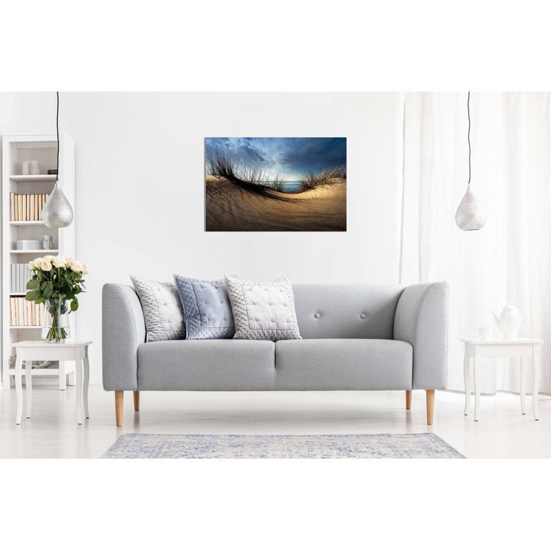 Beach Dunes Gloomy Sea - Wrapped Canvas Print, 31cm H x 46cm W