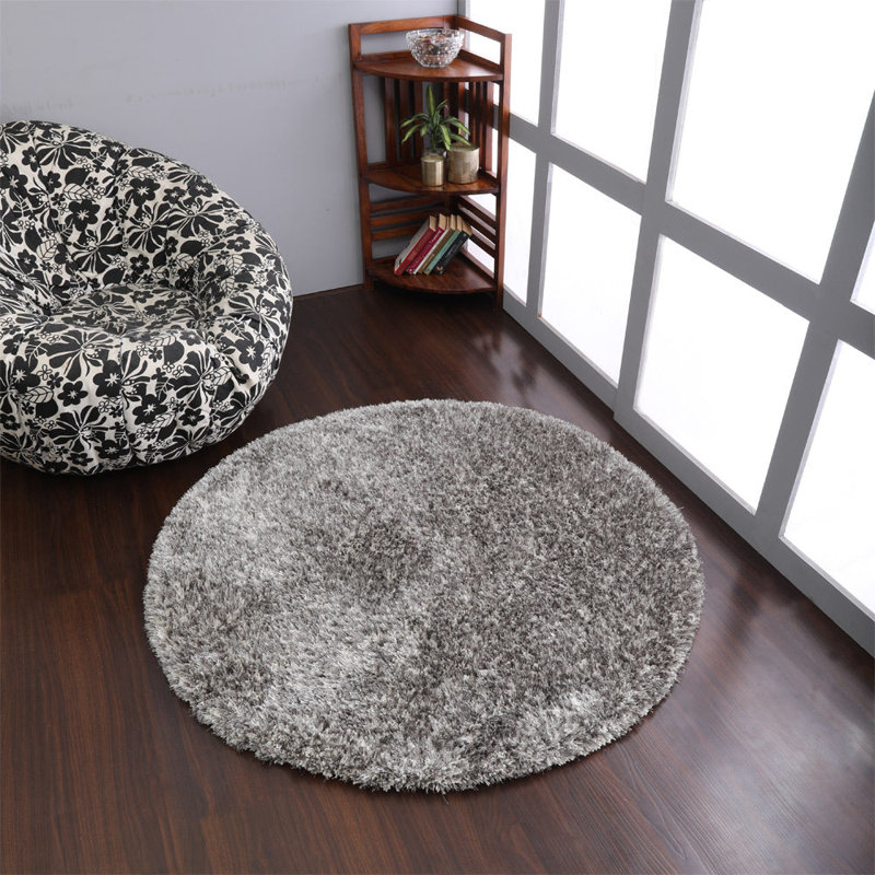 Tapis Sanford en polyester à poils longs touffeté à la main Sanford, Round 6'x6'