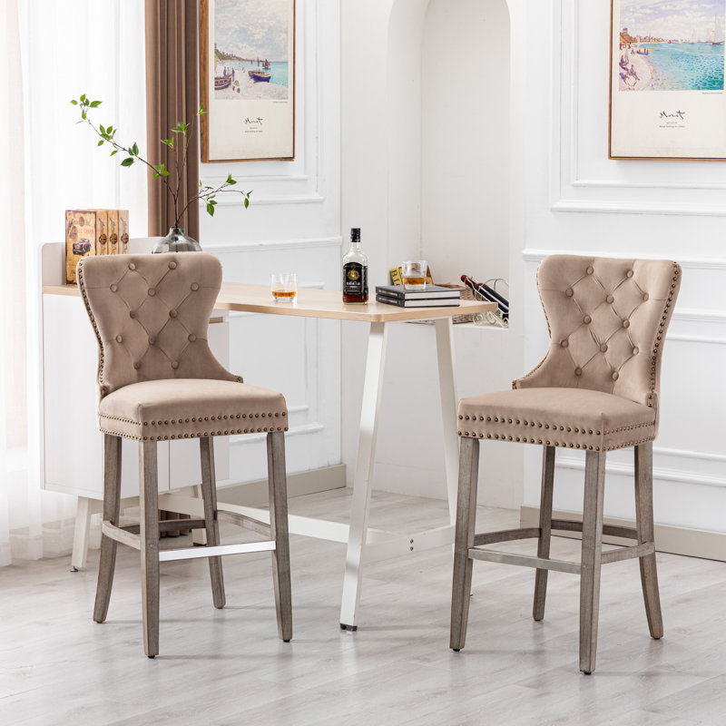 Tabouret de bar et de comptoir Kirsten, Taupe, Tabouret de bar (siège d'une hauteur de 29 po), Gris antique