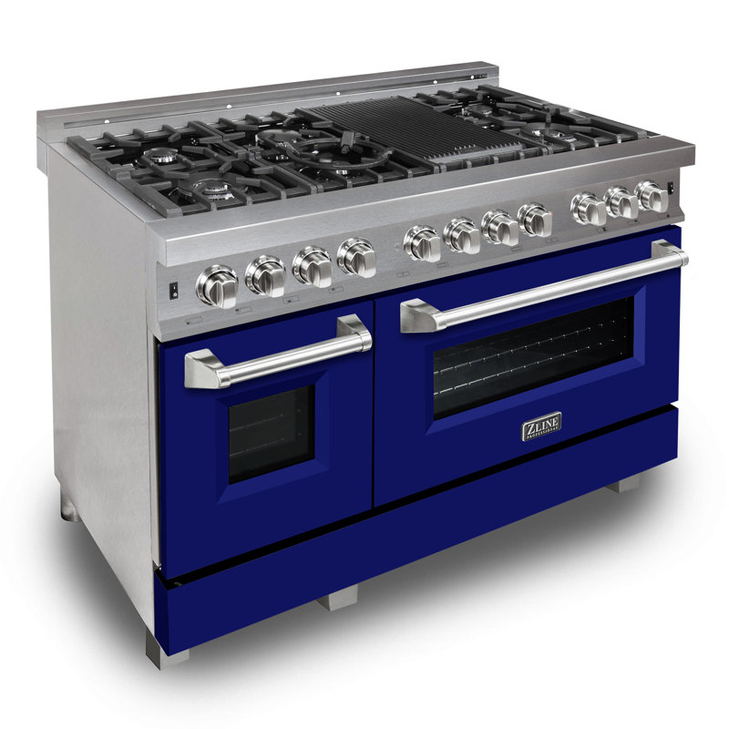 ZLINE 48" Legacy Dual Fuel Range, Blue Matte Satin Stainless Steel