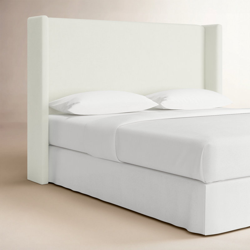 Tilly Upholstered Headboard, King, Zuma White Textured Linen