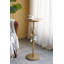 Table d'appoint ronde en fer 11,8 x 11,8 x 28,3 po avec accents floraux dorés et blancs et base en ciment