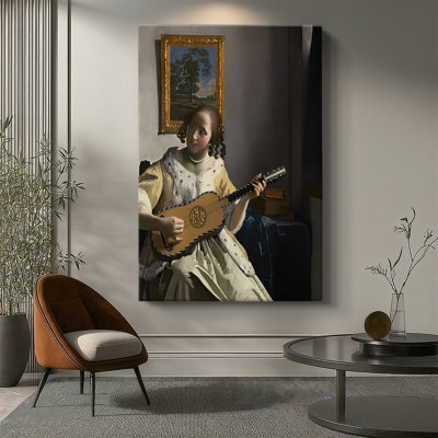 Le joueur de guitare - Toile tendue avec châssis par Jean Vermeer