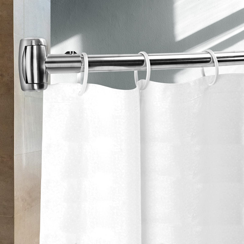 Tringle de douche ajustable incurvée, tringle de rideau de douche extra large de 42 à 72 pouces, antirouille, acier inoxydable de qualité supérieure, tringle de rideau de douche incurvée, argent