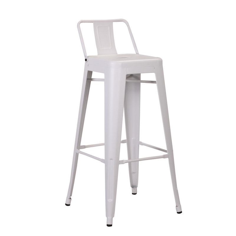 Counter Stool with Metal Frame, Frosted White