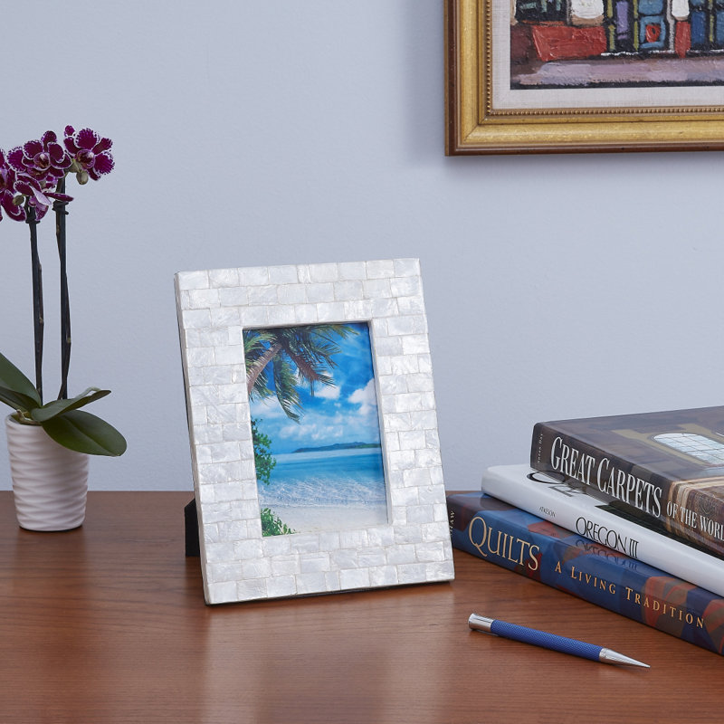 Cadre photo simple Norine Capiz, 4 po x 6 po, Ivoire