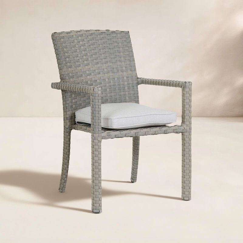 Outdoor Dining Armchair, Cast Silver Sunbrella®