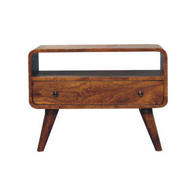 Soild Wood Mini Chestnut Curved Media Unit