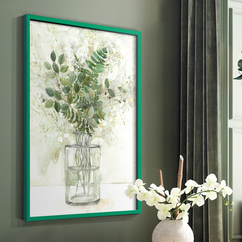 «Delicate Greenery I», reproduction encadrée - bois massif, Vert, H 10 po x l 8 po