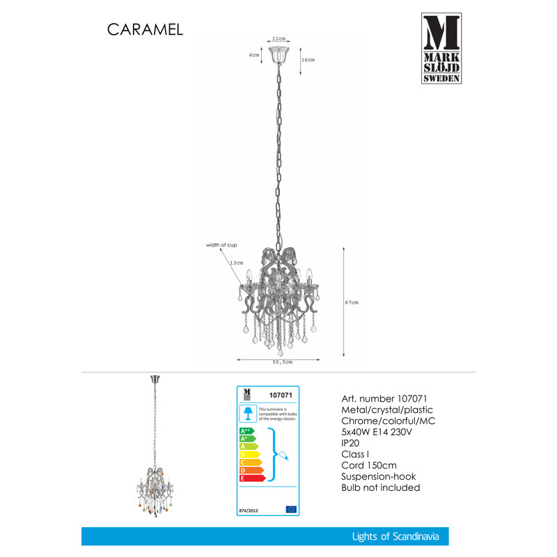 Rowan 5 - Light Candle Style Chandelier