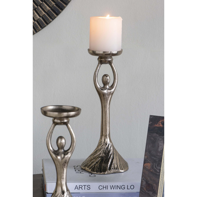 D4.5 Gold Aluminum Pillar Holder With Abstract Lady Design