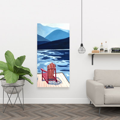 Toile avec chaises Lake Dock Mountains | Décoration de bureau classique