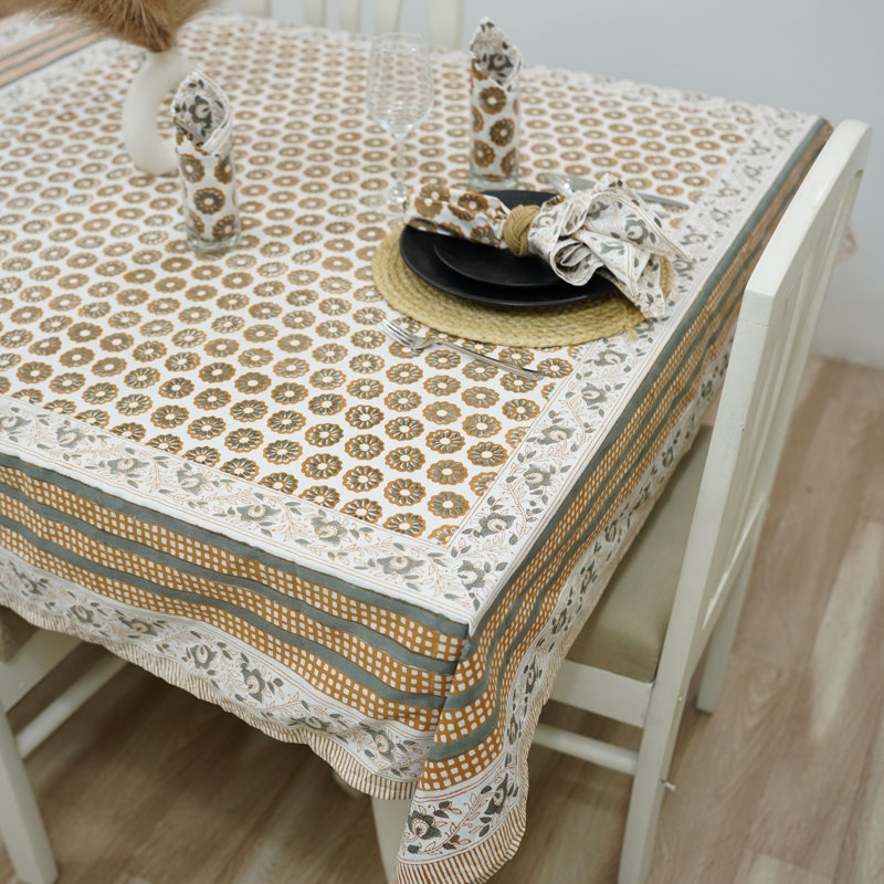 Housse de table à imprimé bohémien - breloque rustique, Bulbul , 140 po x 72 po