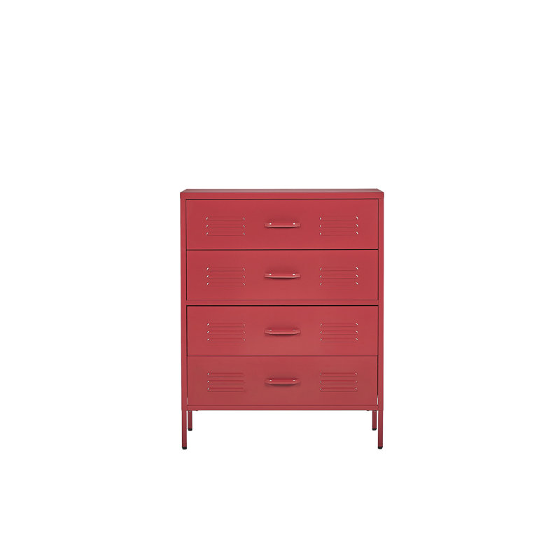 Moodus 80cm W 4 - Drawer Chest of Drawers, Red