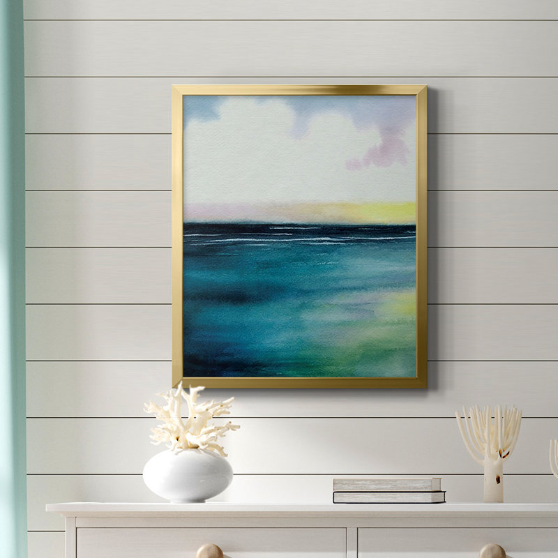 Toile encadrée de qualité supérieure Sherbet Sunset Diptych I - prête à être accrochée, Or, H 24 po x l 20 po
