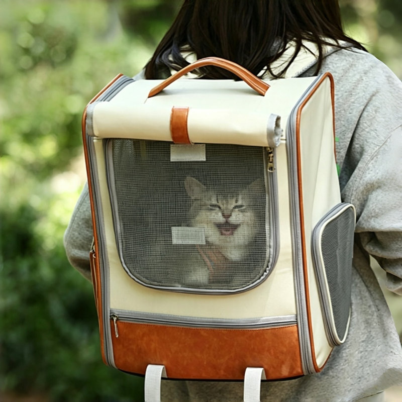 Sac à dos de transport pour animaux de compagnie personnalisable et respirant, sac de voyage à double usage à main et réglable pour l'épaule, grand sac à dos pour chien et chat avec poches latérales