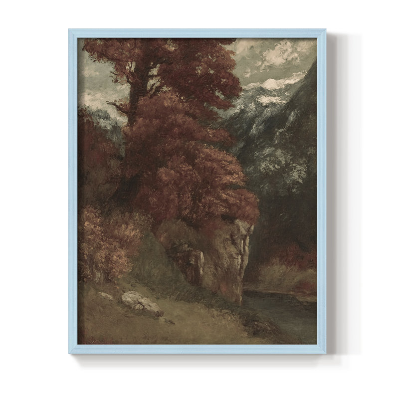 «Vintage Landscape CLXV III», reproduction encadrée - bois massif, Bleu, H 30 po x l 24 po