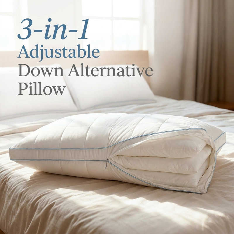 3-in-1 Adjustable inserts Down Alternative Pillow Queen Size, Queen, 2
