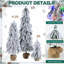 Ensemble de 6 sapins de Noël artificiels pré-illuminés et floqués – Sapins crayon artificiels de 90 cm / 135 cm / 180 cm avec 235 lumières DEL blanc chaud et multicolores, 11 modes d'éclairage et base en pot rustique en toile de jute – Décoration de Noël peu encombrante pour le salon, l'entrée et le porche