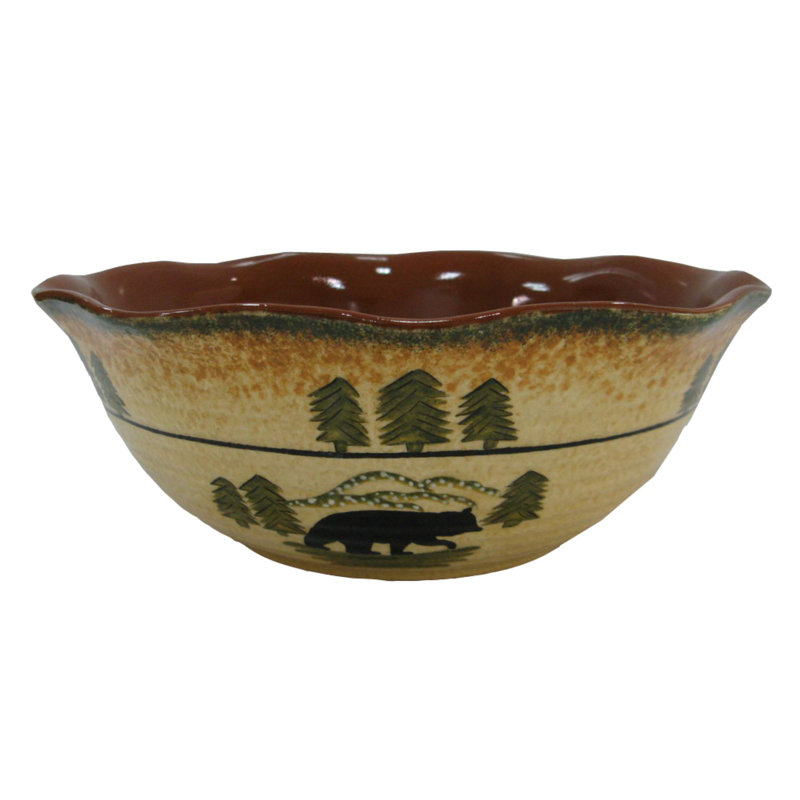 Rustic Bear Ceramic Rustic Lodge Bear 1 Piece Serving Bowl