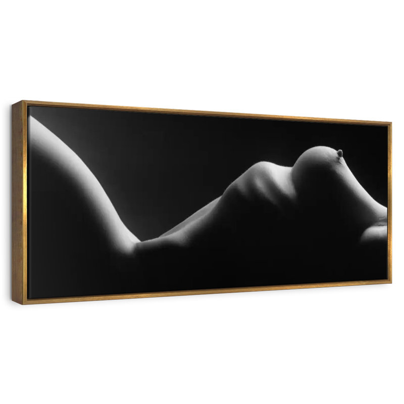 Sein et taille nus dans un paysage de corps, 31" X 11", Floating Frame Gold