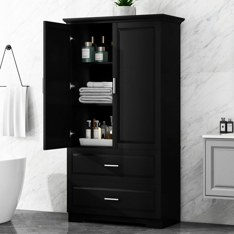 Grande armoire de rangement pour salle de bain, Noir