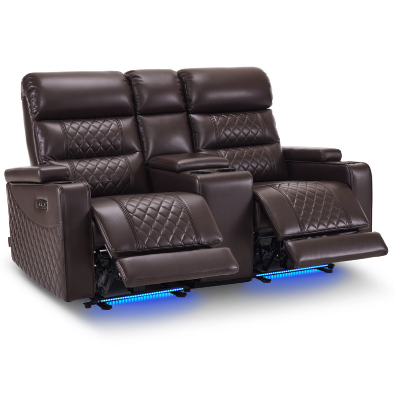 Causeuse inclinable électrique avec appuis-tête réglables et console, sièges de cinéma maison, Brun