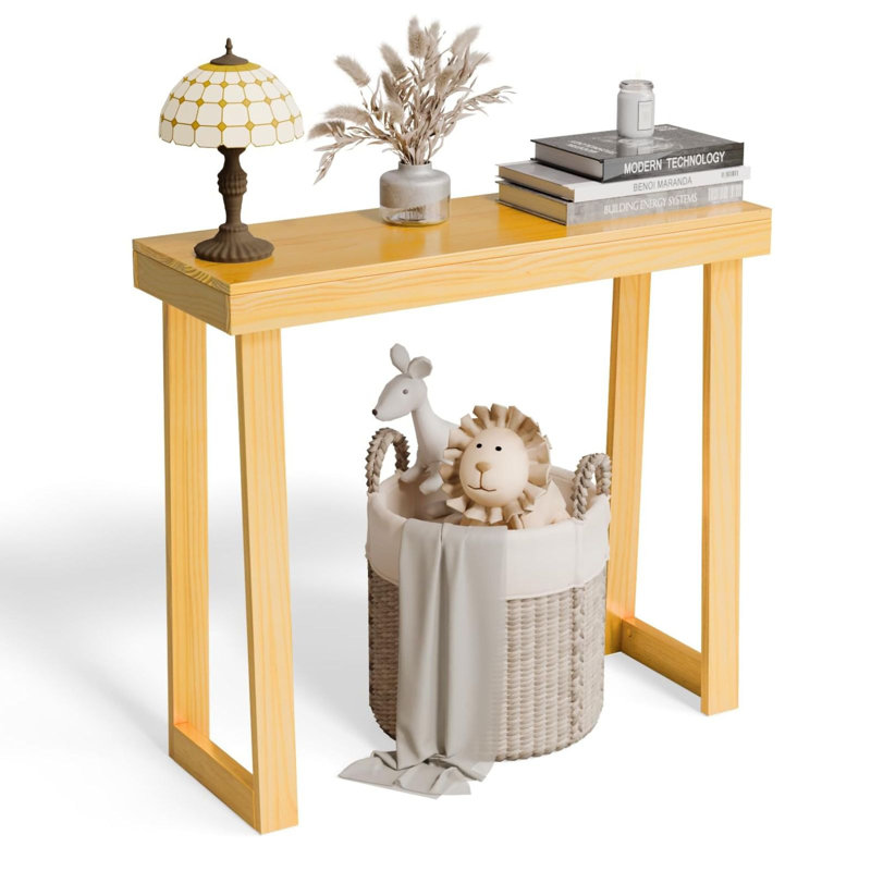 Console en bois massif Nature moderne pour décoration de vestibule ou de couloir, Bois naturel