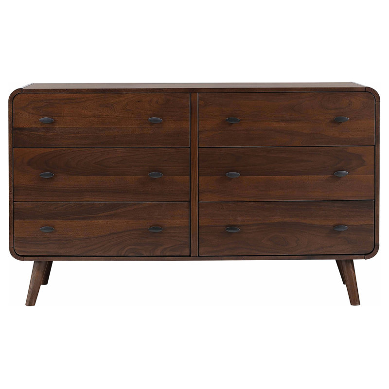 Commode de chambre à 6 tiroirs, Noyer foncé