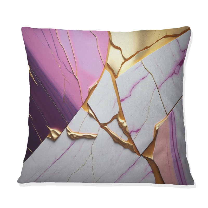 Abstract Geode Violet II - Abstract Marble Printed Throw Pillow