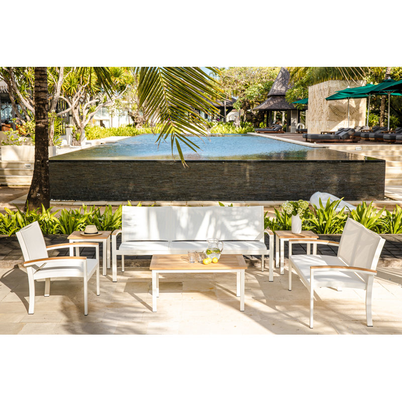 SoHo 42" Square Teak Aluminum Outdoor Coffee Table, Black