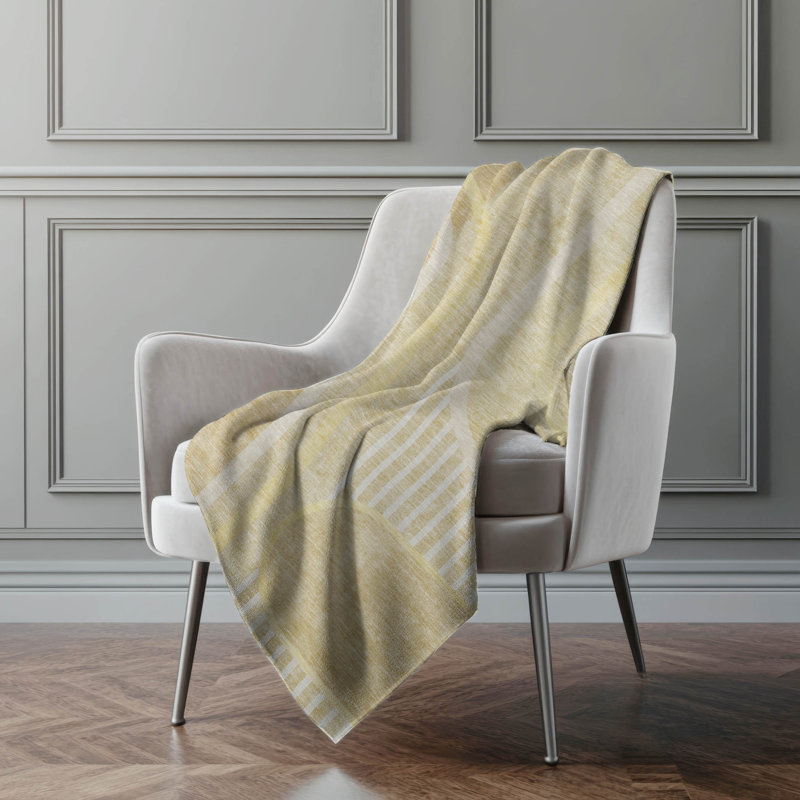 Jeté Art déco en sherpa Addison, Géométrique beige 1