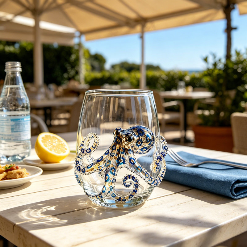 Verrerie artisanale bleue