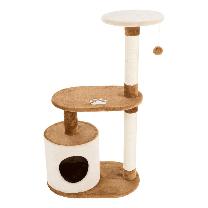 Tan and Brown 3-Tier Cat Tree with Condo and Scratching Posts