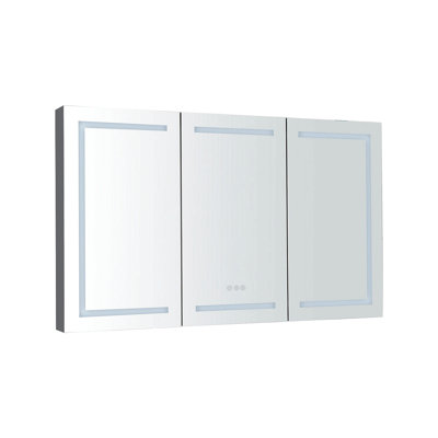 Armoire à pharmacie 60 po x 36 po à DEL avec miroir, douilles et tablettes en verre réglables, à intensité variable, anti-buée