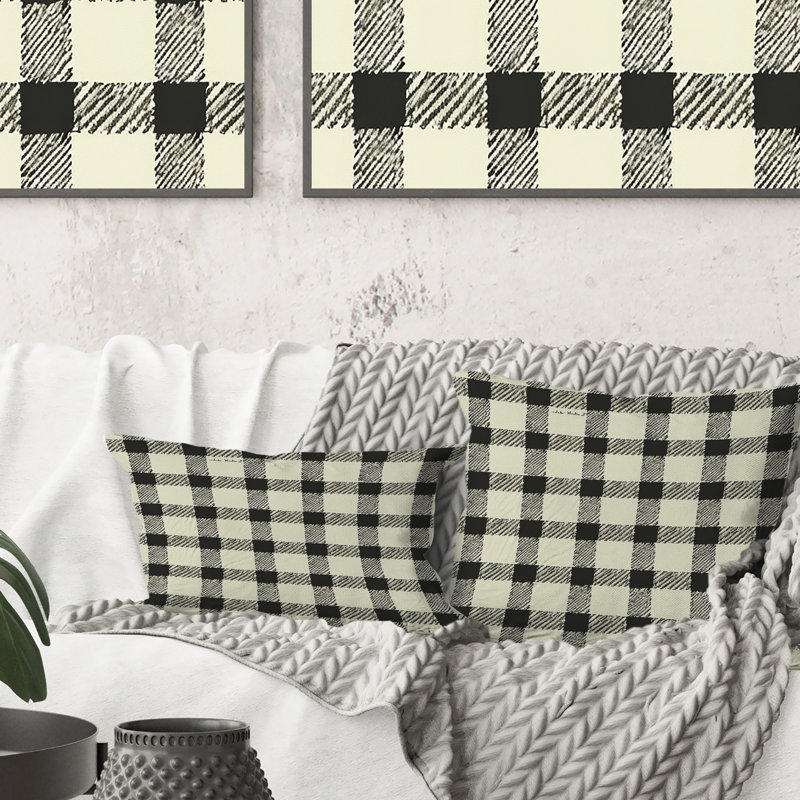 Coussin noir moderne Houndstooth III - moderne