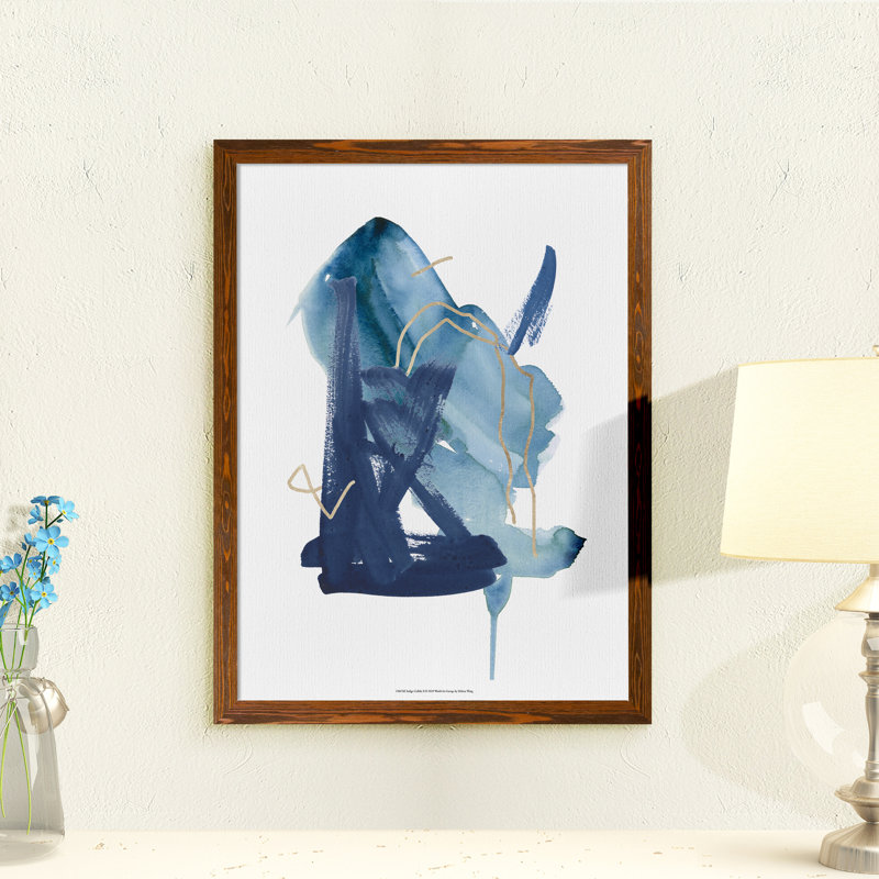" Indigo Collide II ", 32" H x 44" W x 1.3" D, Maple Framed Canvas