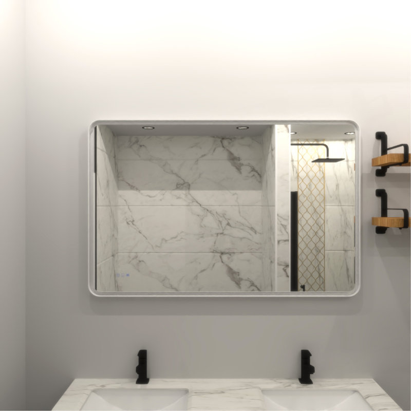 Miroir de salle de bain polyvalent à DEL à intensité variable avec commandes tactiles avancées et technologie antibuée
