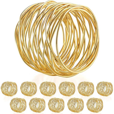 Napkin Rings Holders Décor Dinner Party Wedding Christmas Gathering (Gold 12pcs)