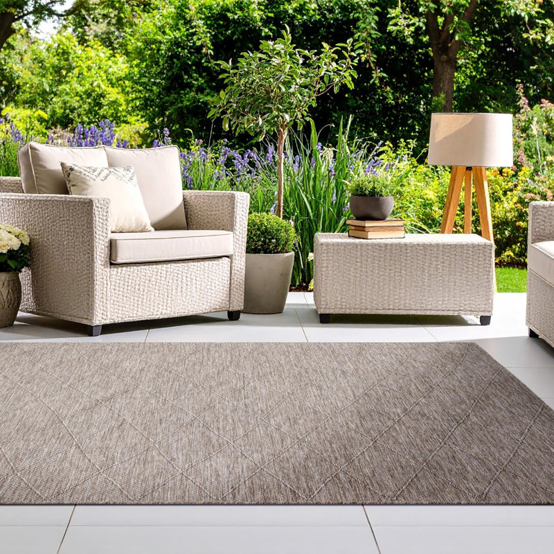 Tapis extérieur moderne à motif géométrique, tapis lavable antidérapant, Rectangulaire 8 pi x 10 pi