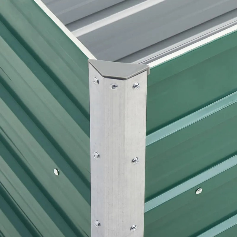 Raised garden bed in galvanized steel, Green, 77cm H x 240cm W x 40cm D