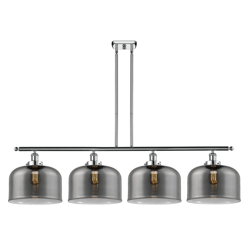 Luminaire suspendu pour îlot de cuisine 4 lumières Lattimer, Plaqué couleur fumée, Chrome poli, DEL