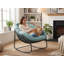  Chaise berçante surdimensionnée Papasan pour l'extérieur avec coussin moelleux, fauteuil de patio confortable, chaise berçante en osier pour balcon / porche / jardin, structure en rotin renforcé toutes saisons, support de 330 lb-2111635322-2099866247