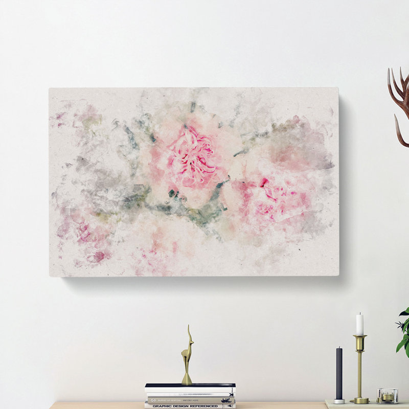 Pale Pink Carnation Flowers - Wrapped Canvas, 40cm H x 60cm W x 3cm D