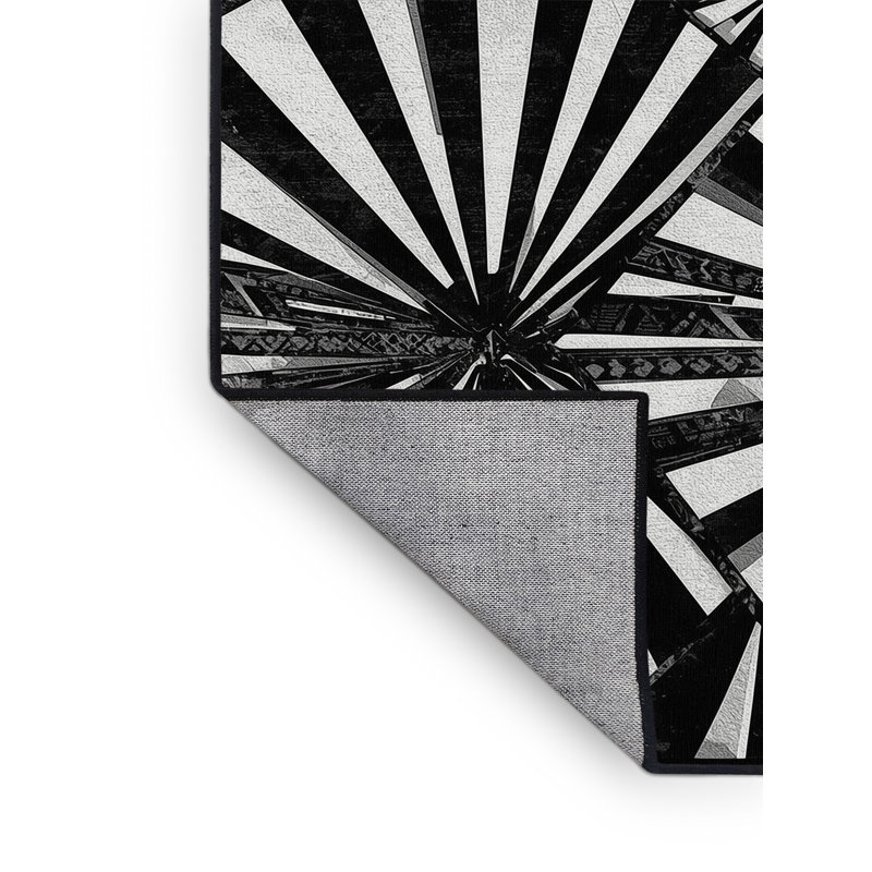 Tapis art déco lavabo lavabo à la machine gris et noir, Rond 3 pi