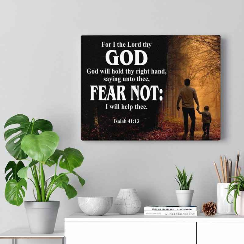 Fear Not Isaiah 41:13 Scripture Christian Art mural verset de la Bible prêt à être suspendu, H 12 po x l 16 po x P 1,25 po